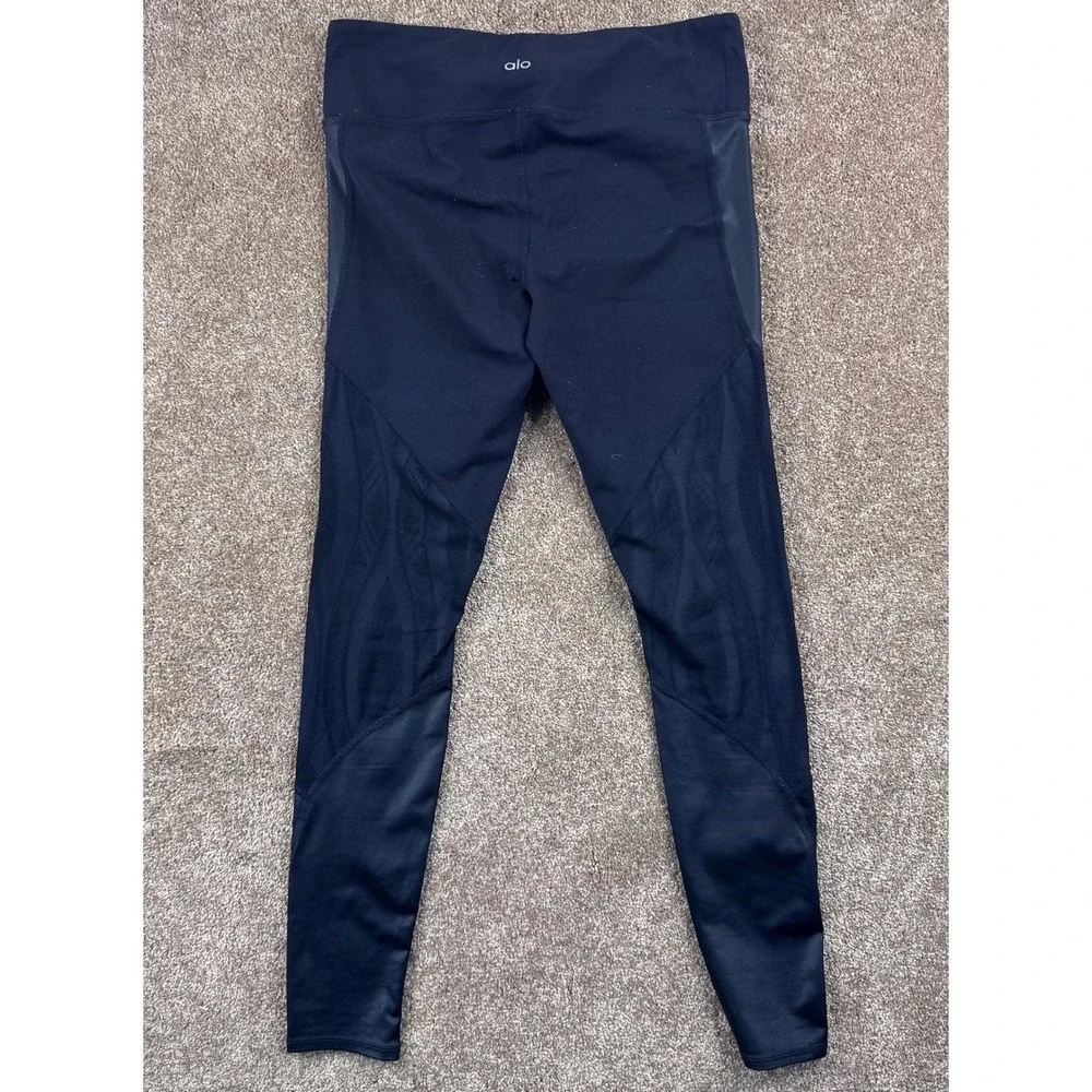 Alo Yoga Womens Black Mesh Moto Mixed Media‎ Activewear Leggings Size Small?